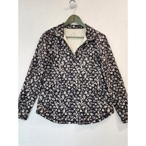 T by Talbots Womens MP Black Gray Floral UPF 50+ Quarter Zip Pullover VN5111